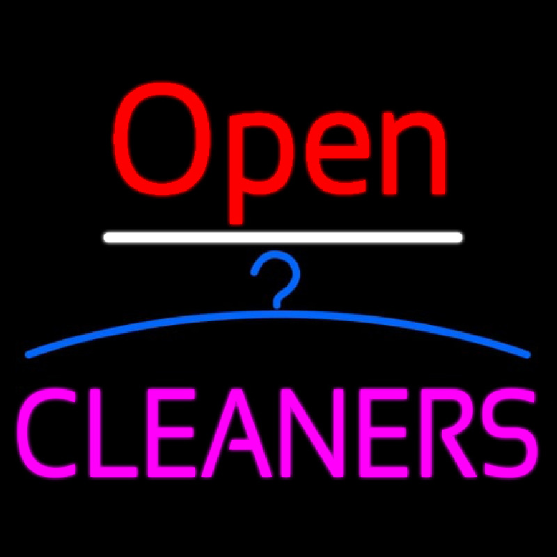 Red Open Cleaners Logo Neon Skilt