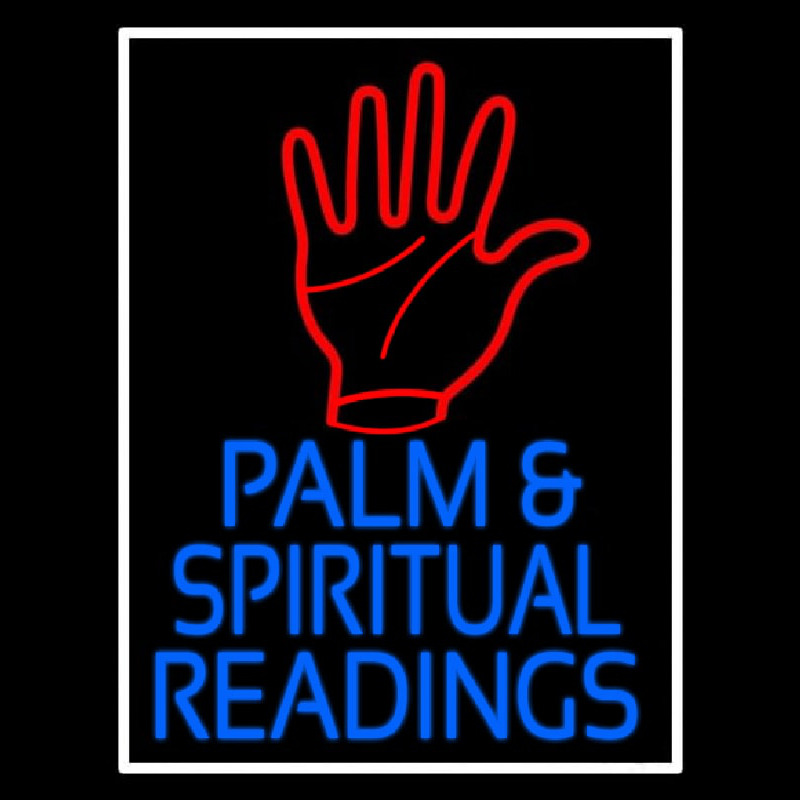 Red Palm And Blue Palm And Spiritual Readings Neon Skilt