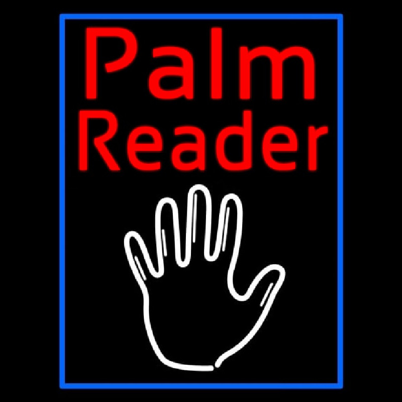 Red Palm Reader White Logo Neon Skilt