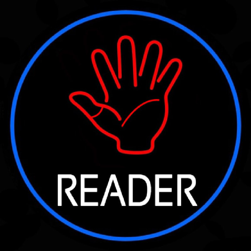 Red Palm White Reader Neon Skilt