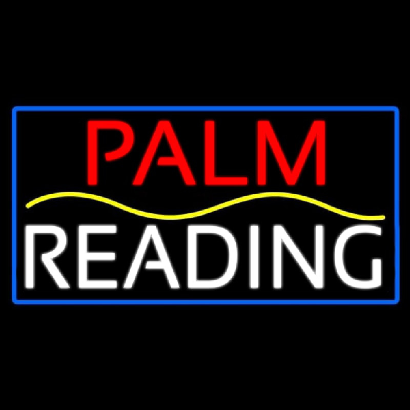 Red Palm Yellow Line White Reading Blue Border Neon Skilt