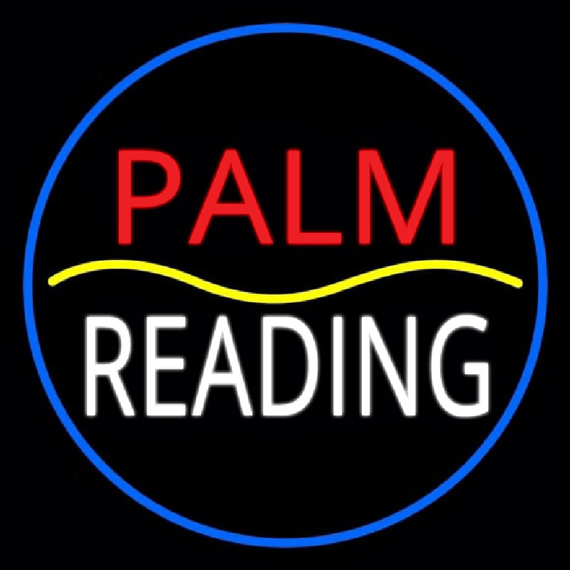 Red Palm Yellow Line White Reading Neon Skilt