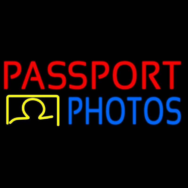 Red Passport Blue Photos Neon Skilt