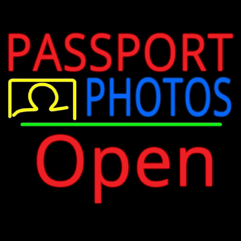 Red Passport Blue Photos With Open 2 Neon Skilt