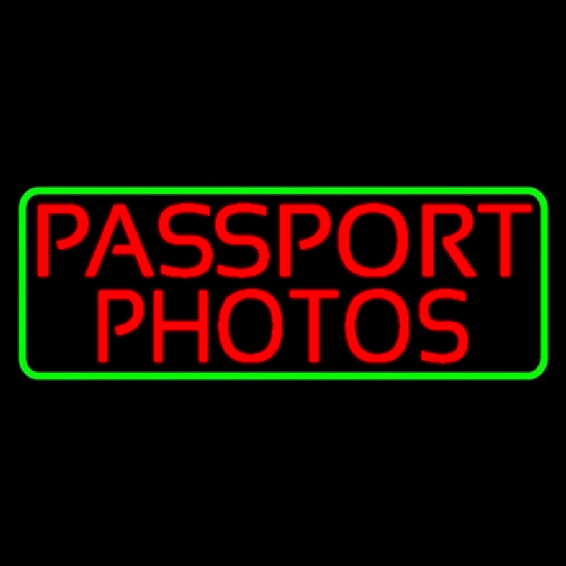 Red Passport Photos Border Neon Skilt