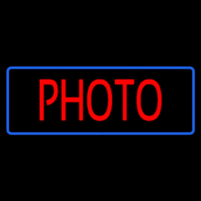 Red Photo Blue Border Neon Skilt