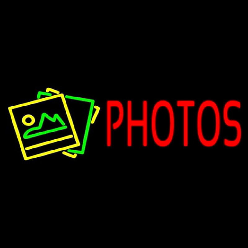 Red Photos With Logo Neon Skilt