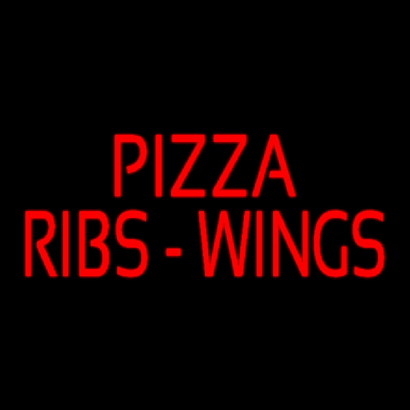 Red Pizza Ribs Wings Neon Skilt