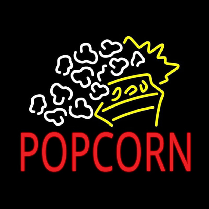 Red Popcorn With Logo Neon Skilt