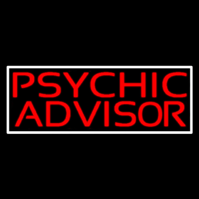 Red Psychic Advisor White Border Neon Skilt