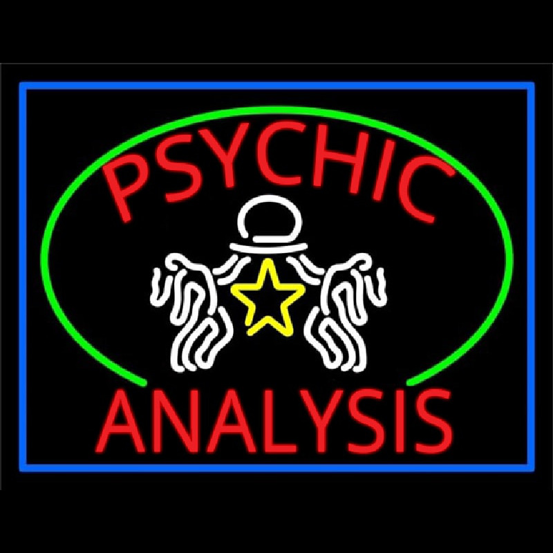 Red Psychic Analysis With Logo Neon Skilt