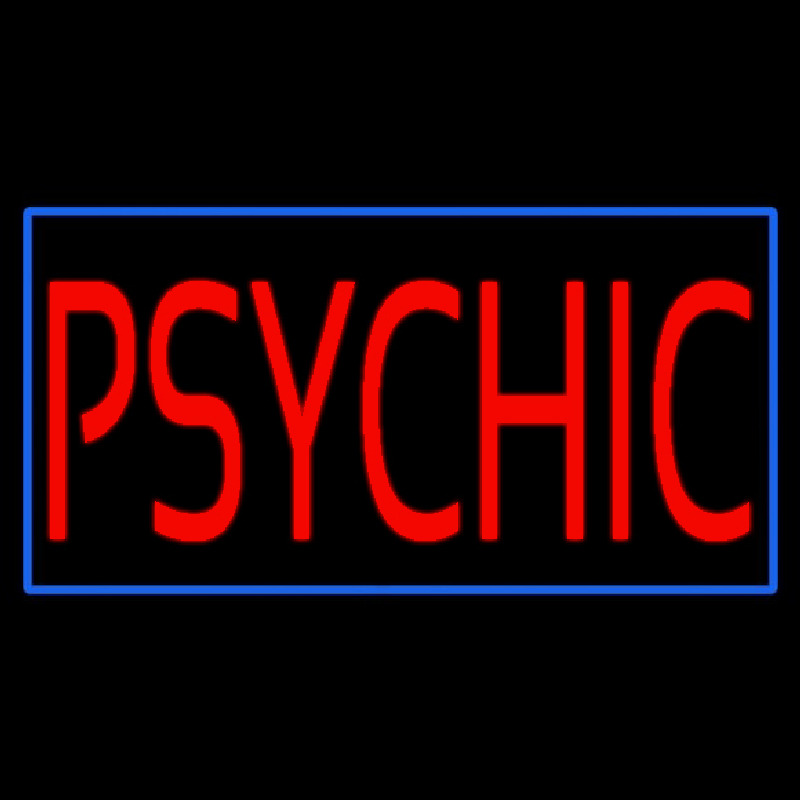 Red Psychic Blue Border Neon Skilt