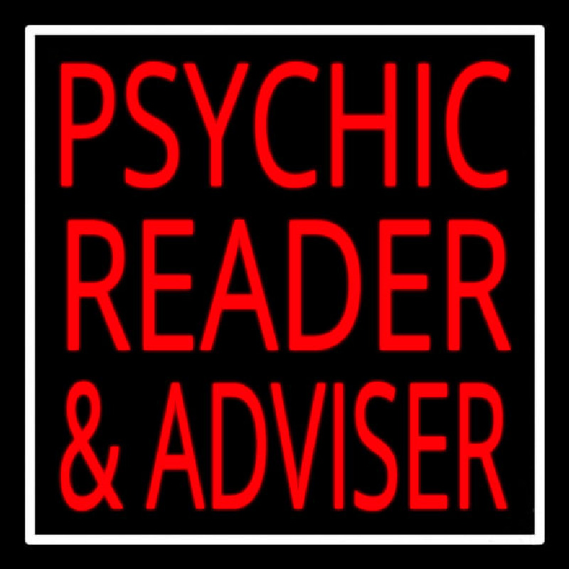 Red Psychic Reader And Advisor With Border Neon Skilt