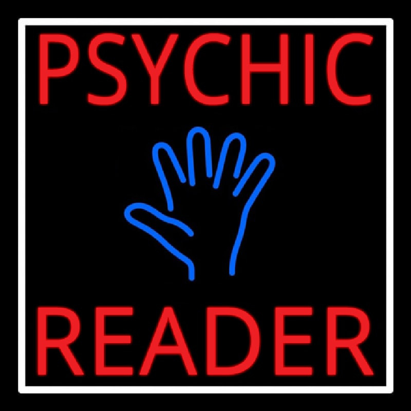 Red Psychic Reader Blue Palm With White Border Neon Skilt