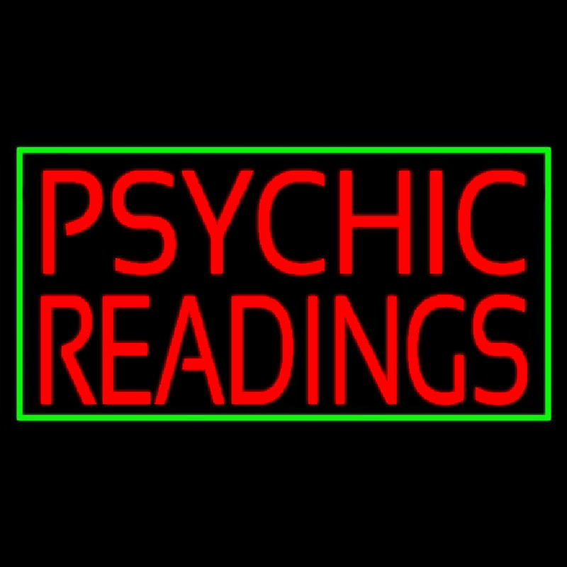 Red Psychic Readings Green Border Neon Skilt