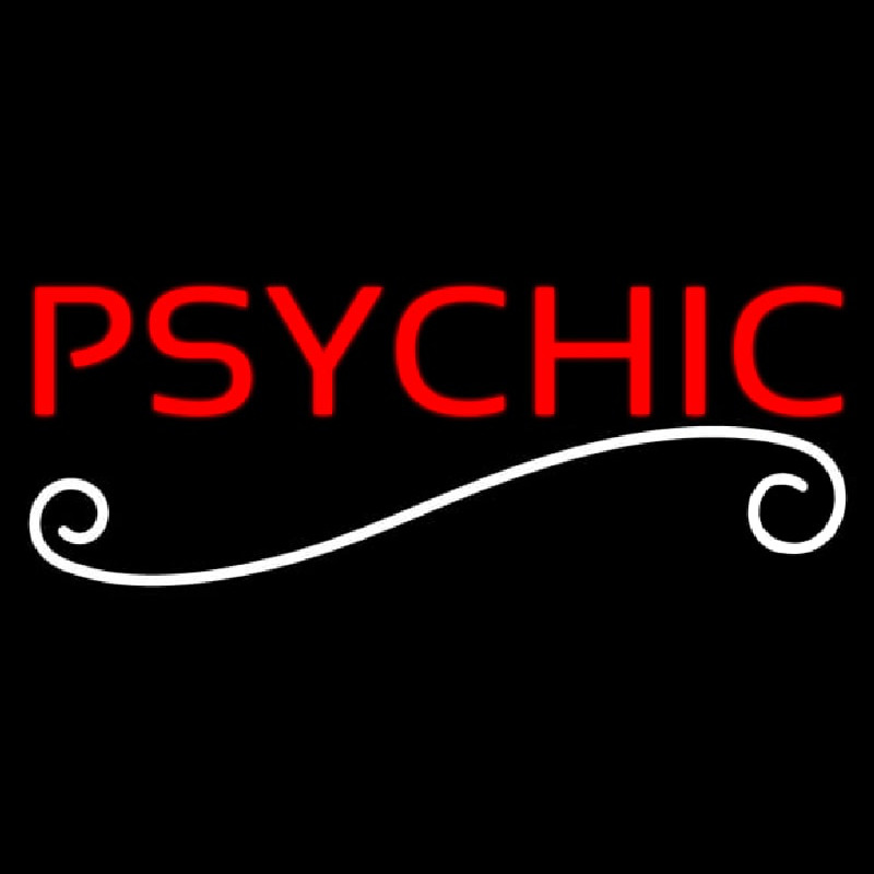 Red Psychic White Line Neon Skilt