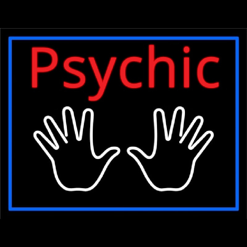 Red Psychic White Palms And Blue Border Neon Skilt