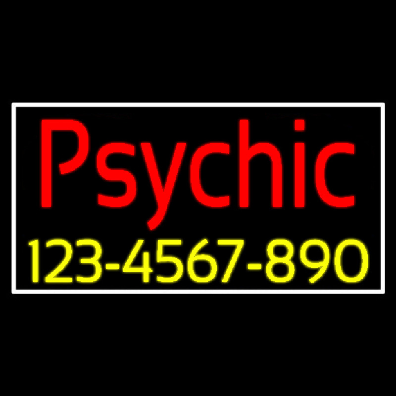 Red Psychic With Yellow Phone Number Neon Skilt