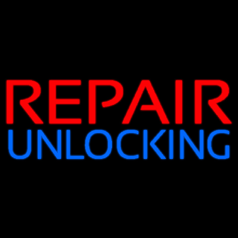 Red Repair Blue Unlocking Block Neon Skilt