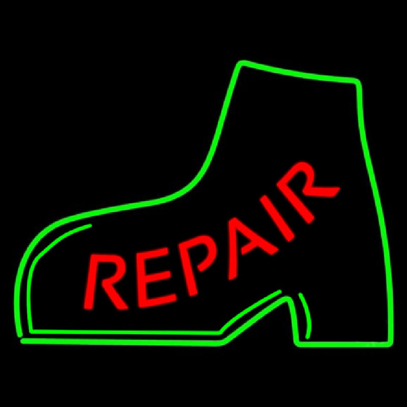 Red Repair Green Boot Neon Skilt