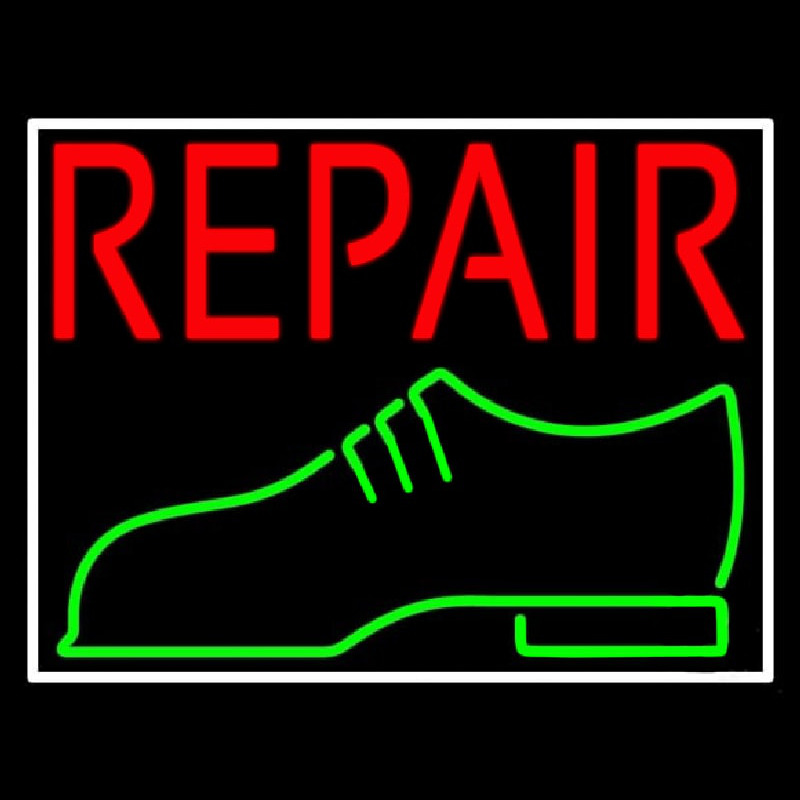 Red Repair Shoe Logo Neon Skilt