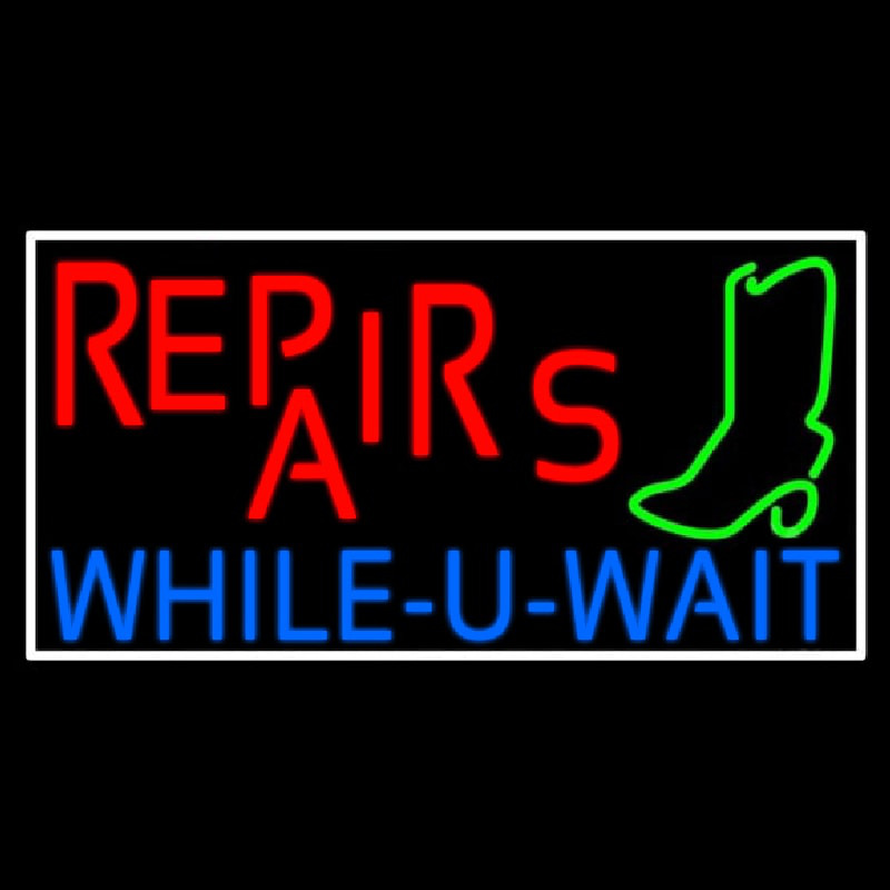 Red Repairs Blue While You Wait Neon Skilt