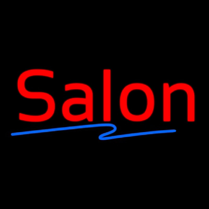 Red Salon Blue Line Neon Skilt