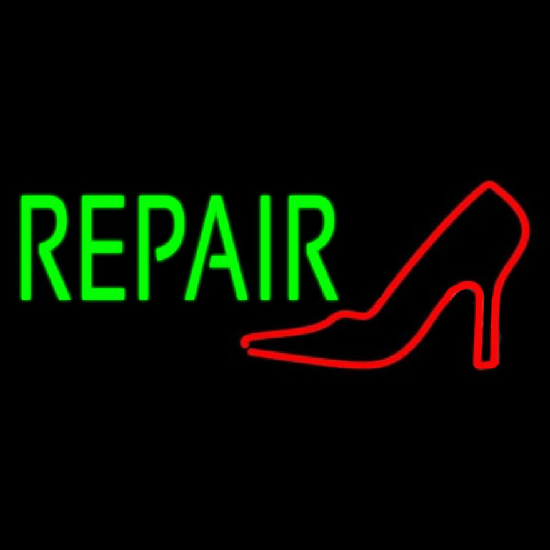 Red Sandal Logo Green Repair Neon Skilt