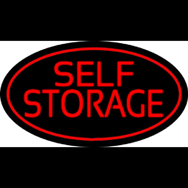 Red Self Storage Oval Neon Skilt