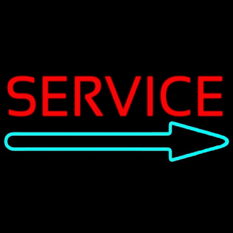 Red Service With Right Arrow 1 Neon Skilt