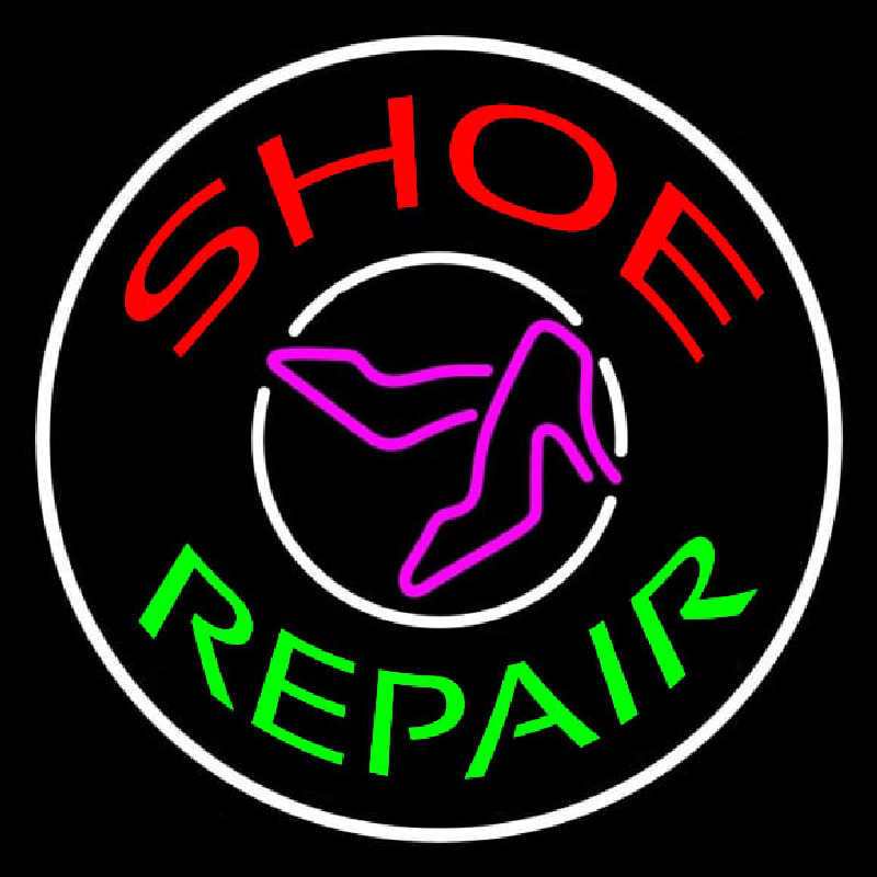 Red Shoe Green Repair With Sandals Neon Skilt