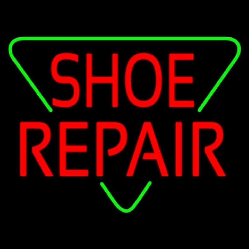 Red Shoe Repair Block Neon Skilt