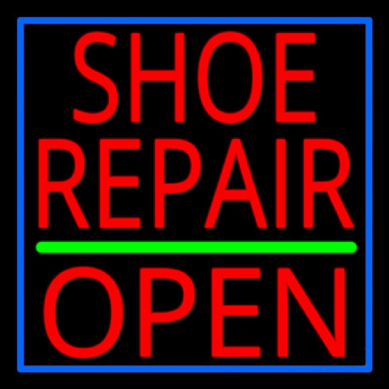 Red Shoe Repair Open Neon Skilt