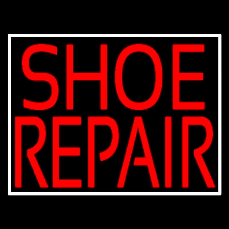 Red Shoe Repair With Border Neon Skilt