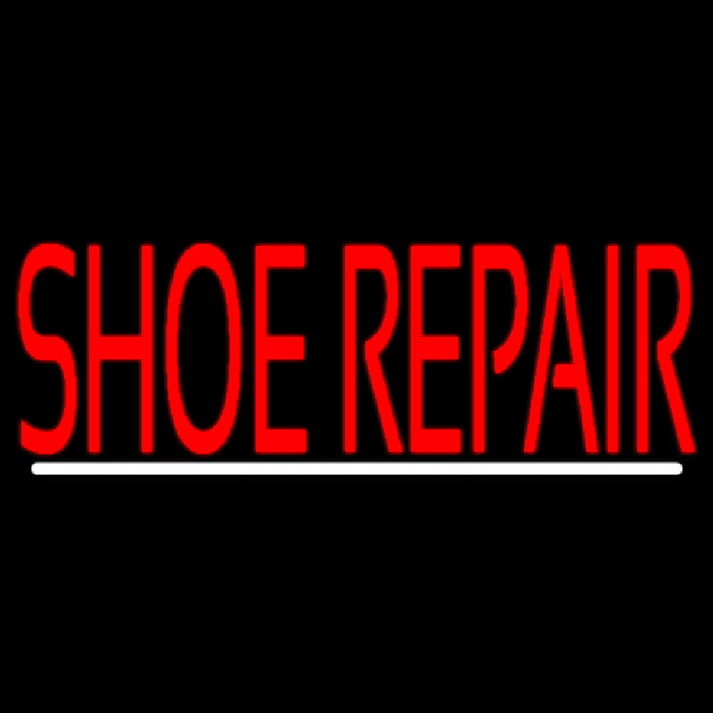 Red Shoe Repair With Line Neon Skilt