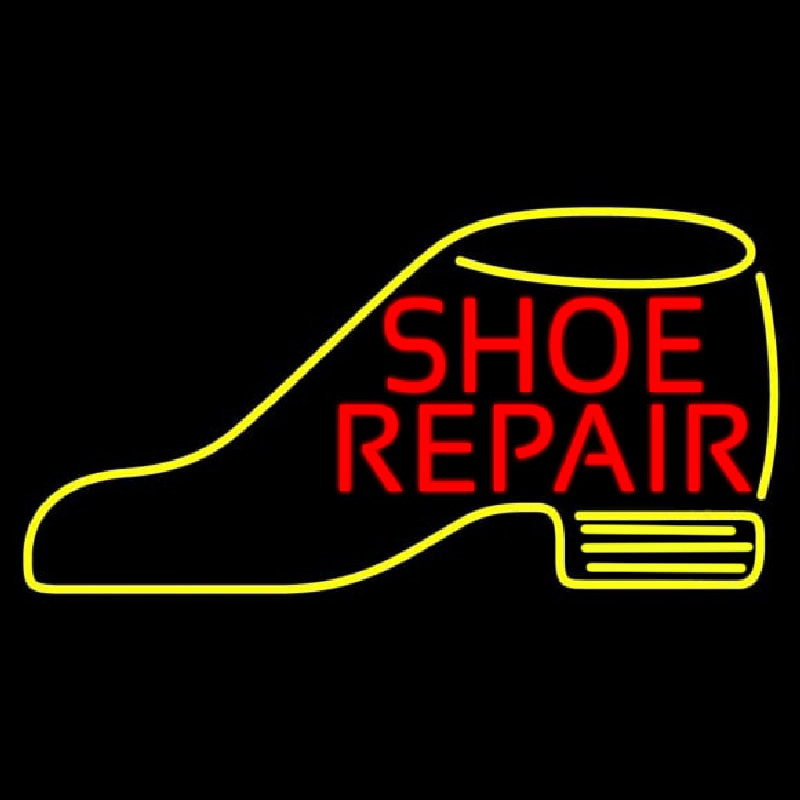 Red Shoe Repair Yellow Shoe Neon Skilt