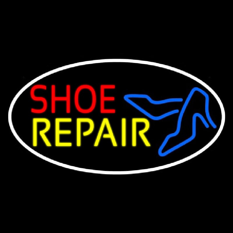 Red Shoe Yellow Repair With Sandals Neon Skilt