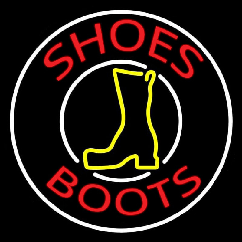 Red Shoes Boots White Border Neon Skilt