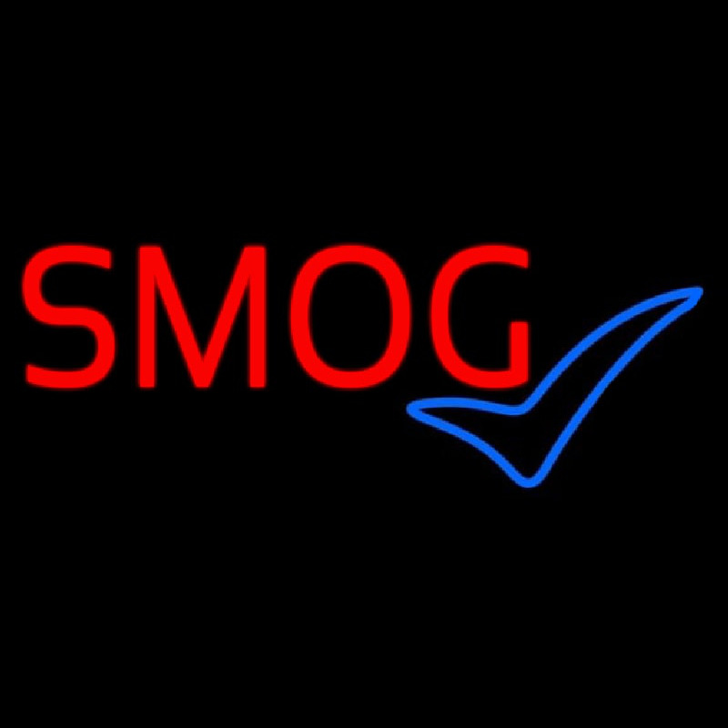 Red Smog Blue Check Logo 1 Neon Skilt