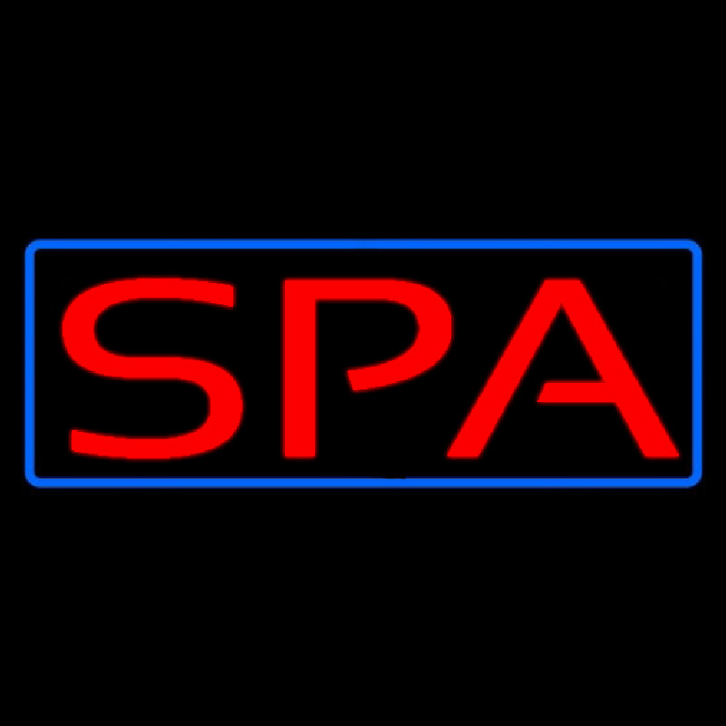 Red Spa Blue Border Neon Skilt