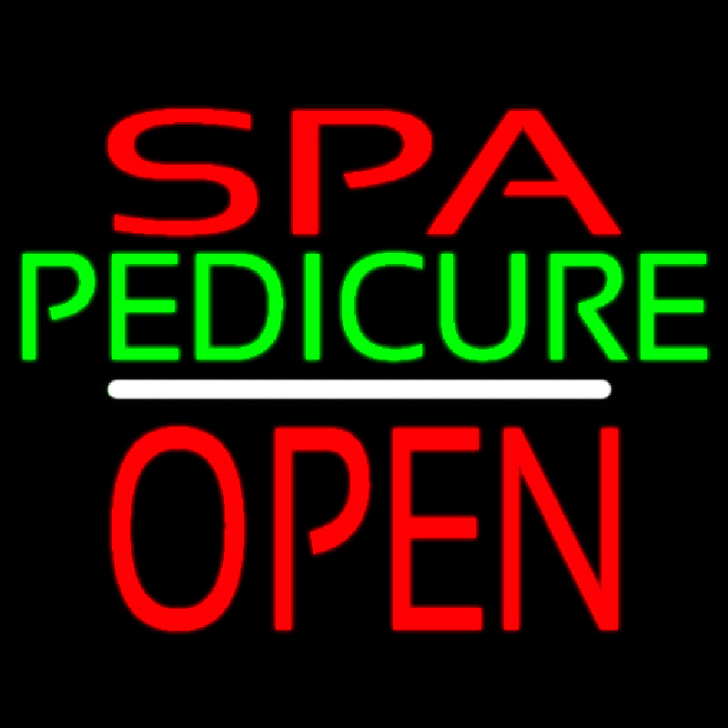 Red Spa Green Pedicure White Line Open Neon Skilt