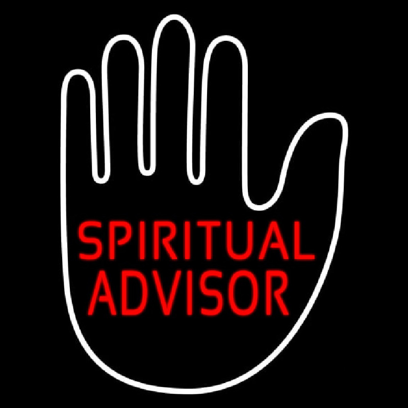 Red Spiritual Advisor With Palm Neon Skilt