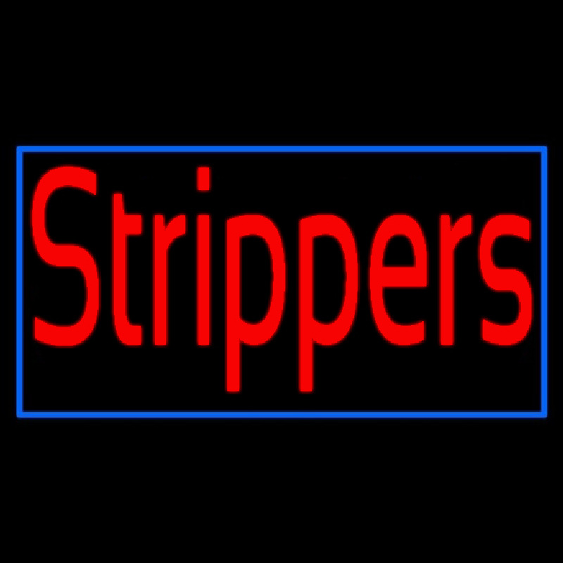 Red Strippers With Blue Border Neon Skilt