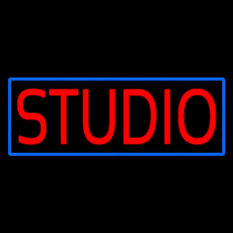 Red Studio Blue Border Neon Skilt