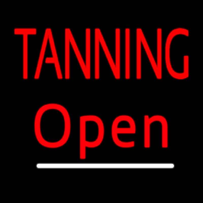 Red Tanning Open White Line Neon Skilt