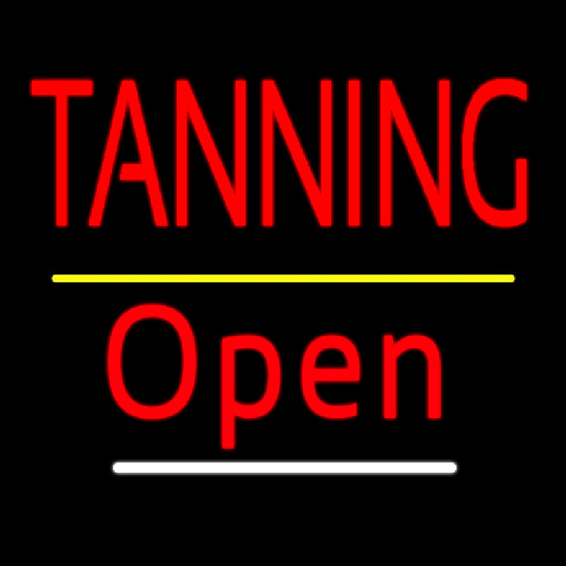 Red Tanning Open Yellow Line Neon Skilt