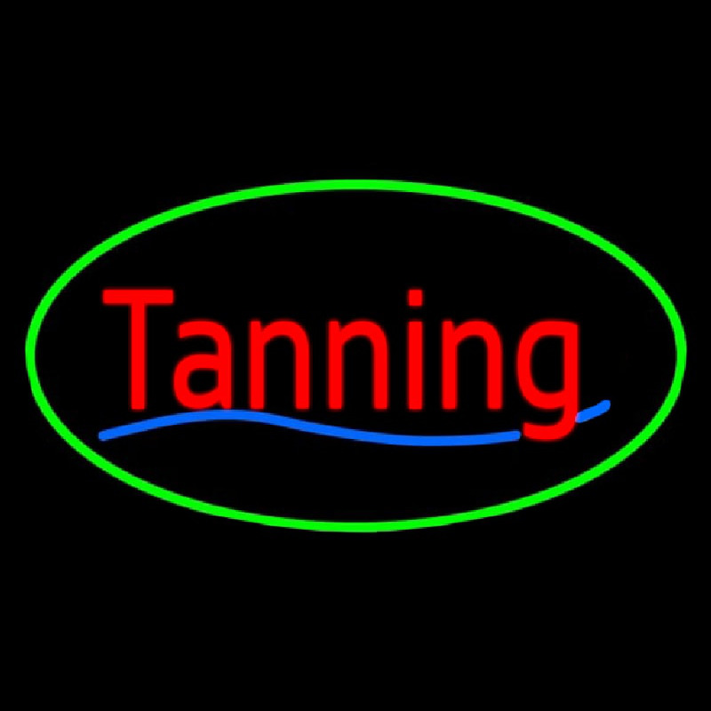 Red Tanning Oval Green Neon Skilt