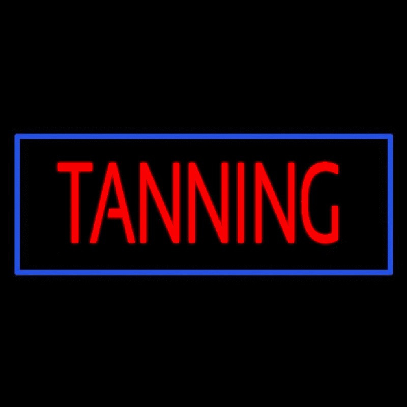 Red Tanning With Blue Border Neon Skilt