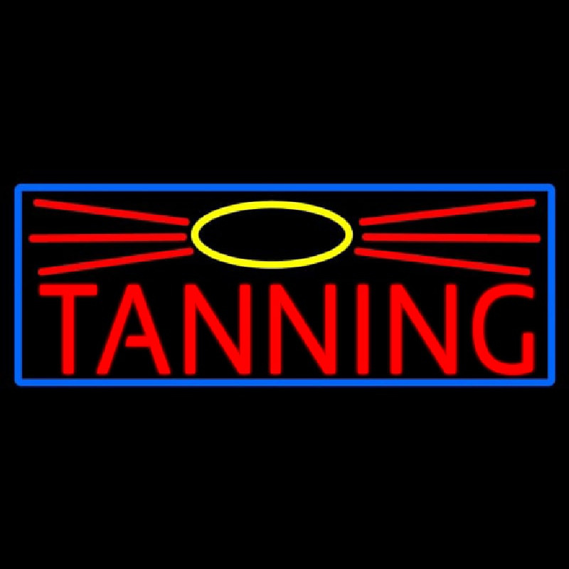 Red Tanning With Sun Logo Neon Skilt