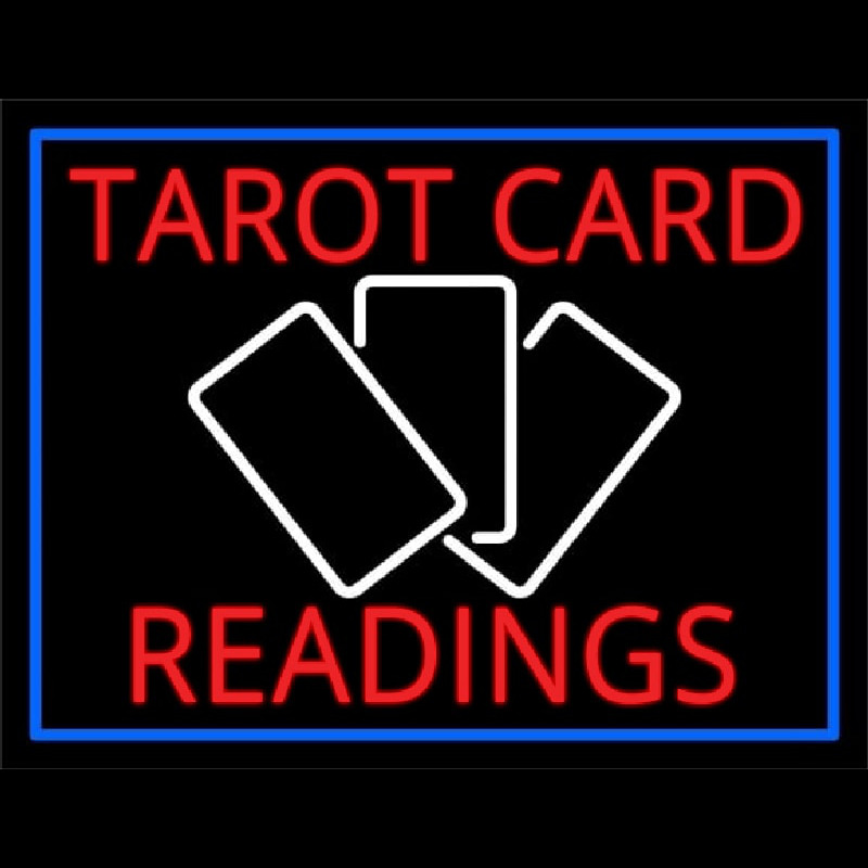 Red Tarot Cards Readings And White Border Neon Skilt